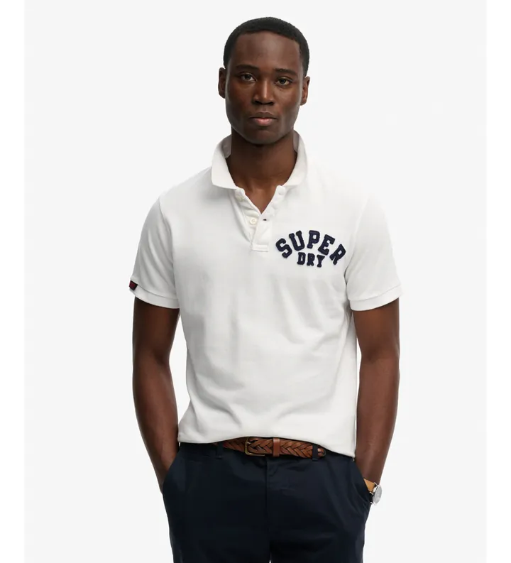 Superdry para hombre. M1110471A Polo Vintage Athletic blanco (L), Casual, Algodón, Manga corta