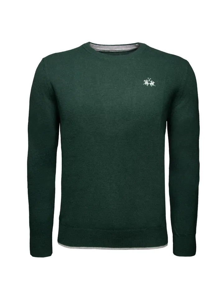 La Martina Jersey verde oscuro / blanco moteado