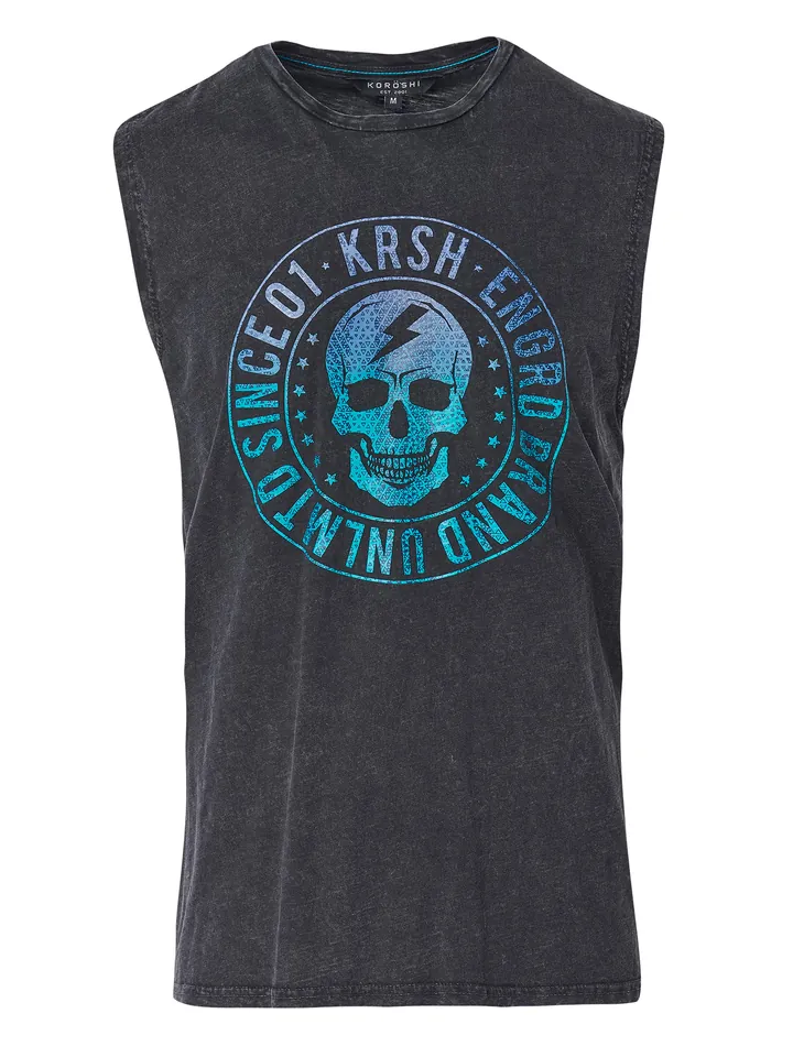 KOROSHI Camiseta azul neon / lila / negro