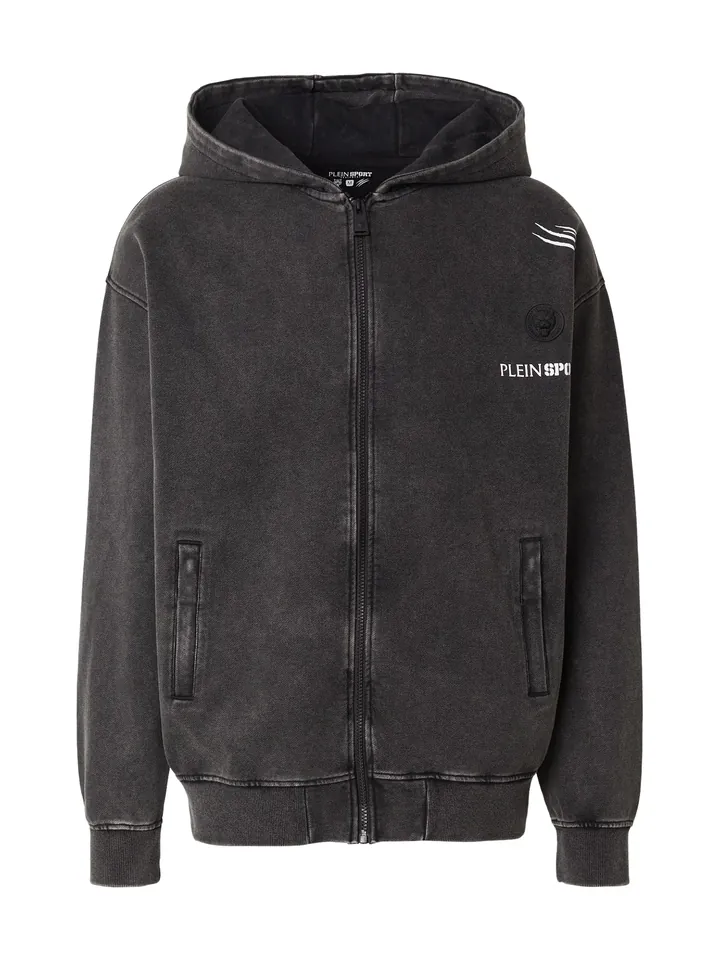 Plein Sport Sudadera con cremallera negro / blanco