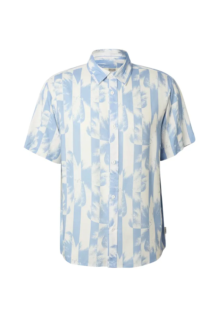 INDICODE JEANS Camisa 'Blocks' azul claro / offwhite