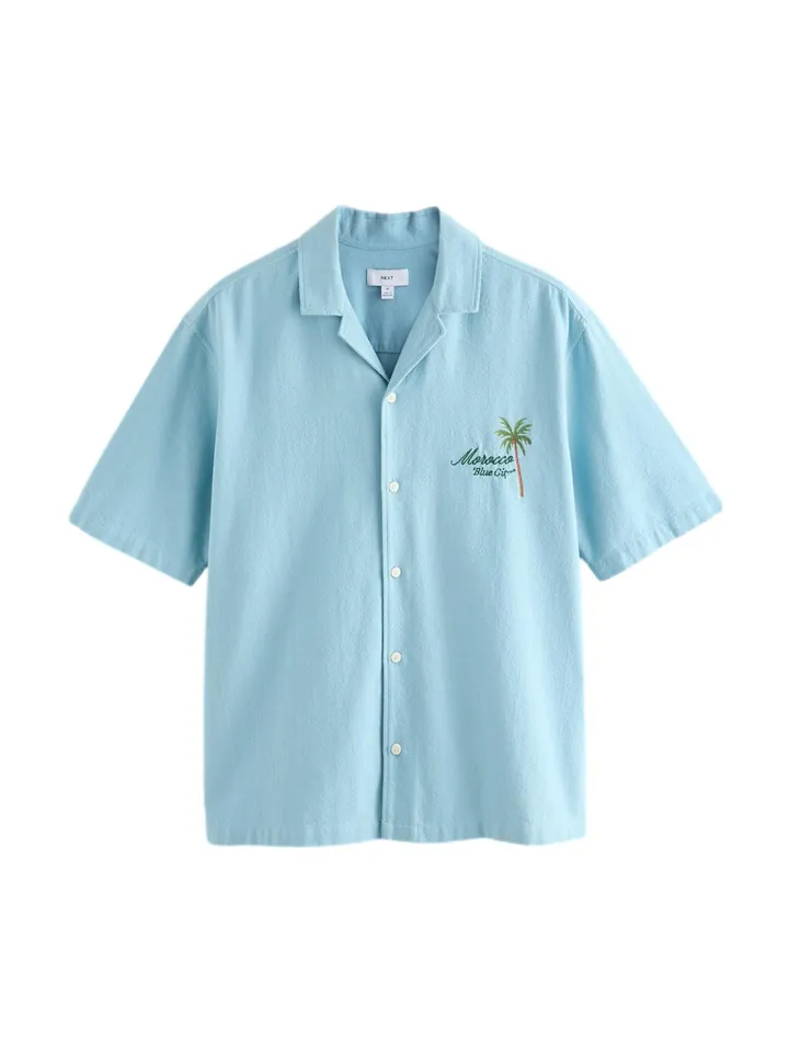 Next Camisa azul claro / pino / naranja / langosta