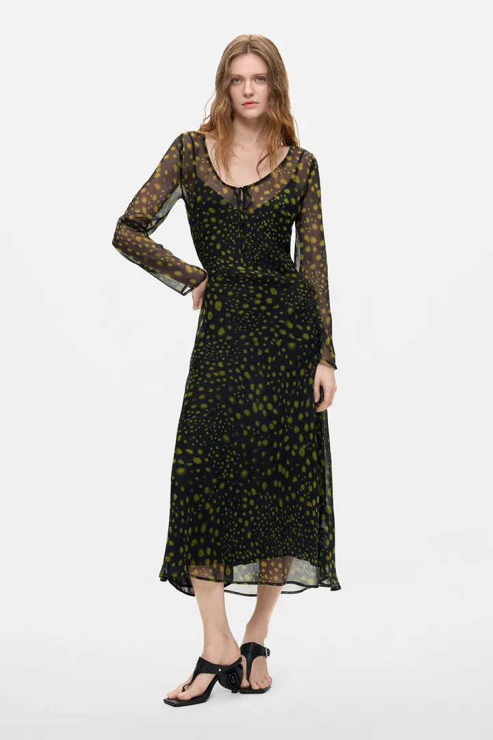 Desigual, Vestido Manga Larga Midi, Mujer, Poliester, Negro, L