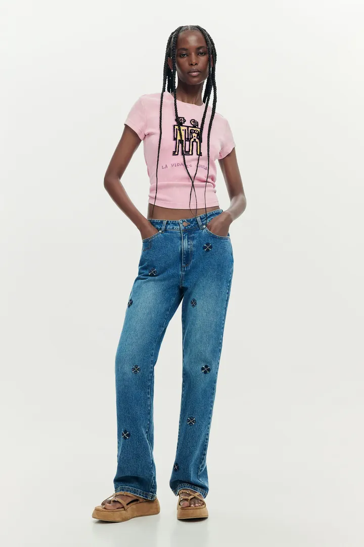 Desigual, Pantalón vaquero slim, Mujer, Algodon, Azul, 34