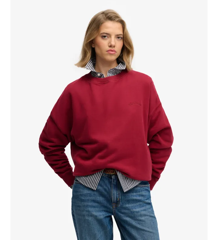 Superdry para mujer. W2012565A Sudadera Essential Logo rojo (L), Casual, Algodón