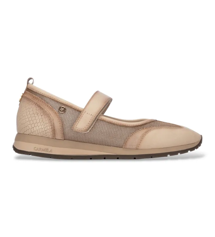 Carmela para mujer. 16435303-BEIGE Bailarinas de Piel 164353 beige (36), 1 a 3cm, Velcro, Casual