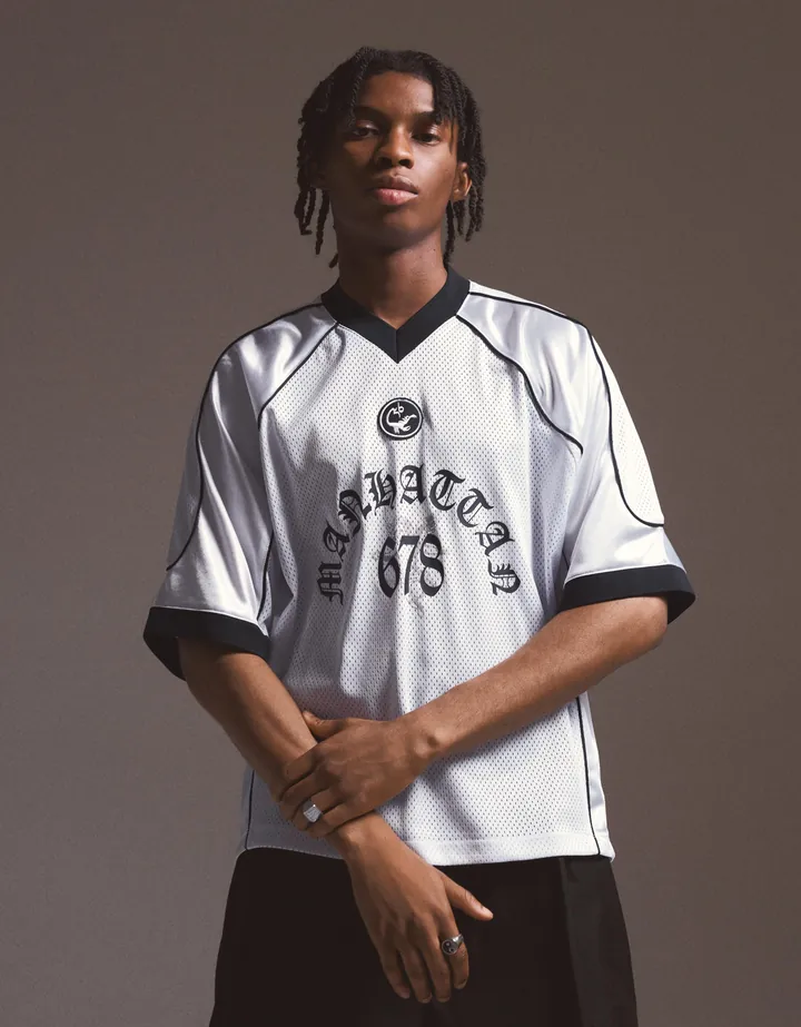 Bershka Camiseta Manga Corta Mesh Hombre L Blanco