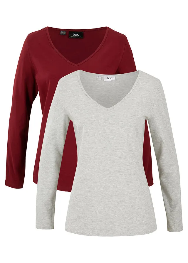Camiseta ajustada de manga larga (2 unidades)