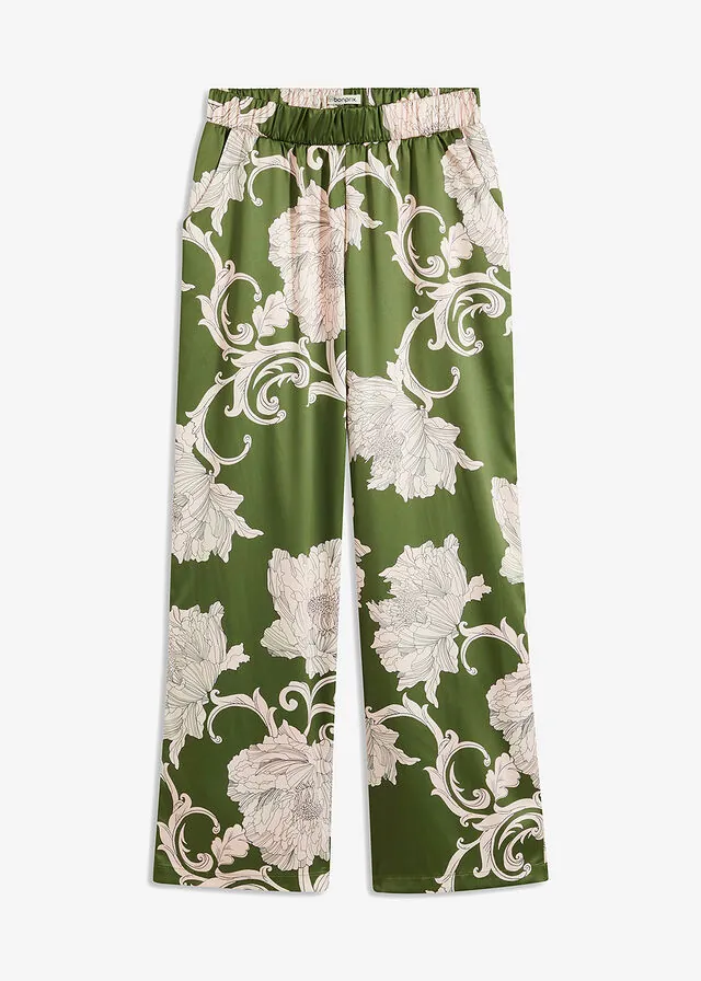 Pantalón palazzo de satén fluido