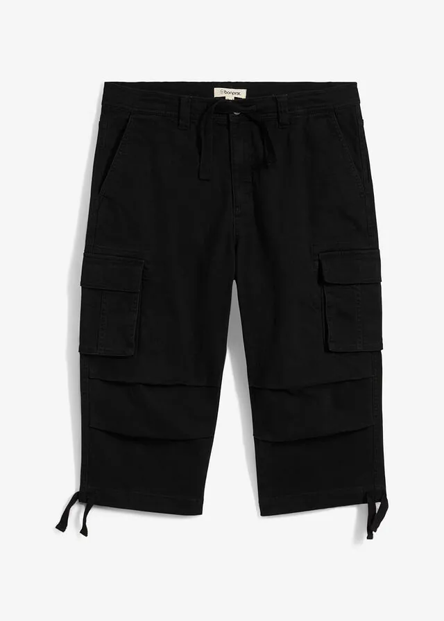 Pantalón capri elástico tipo cargo con corte holgado y ancho