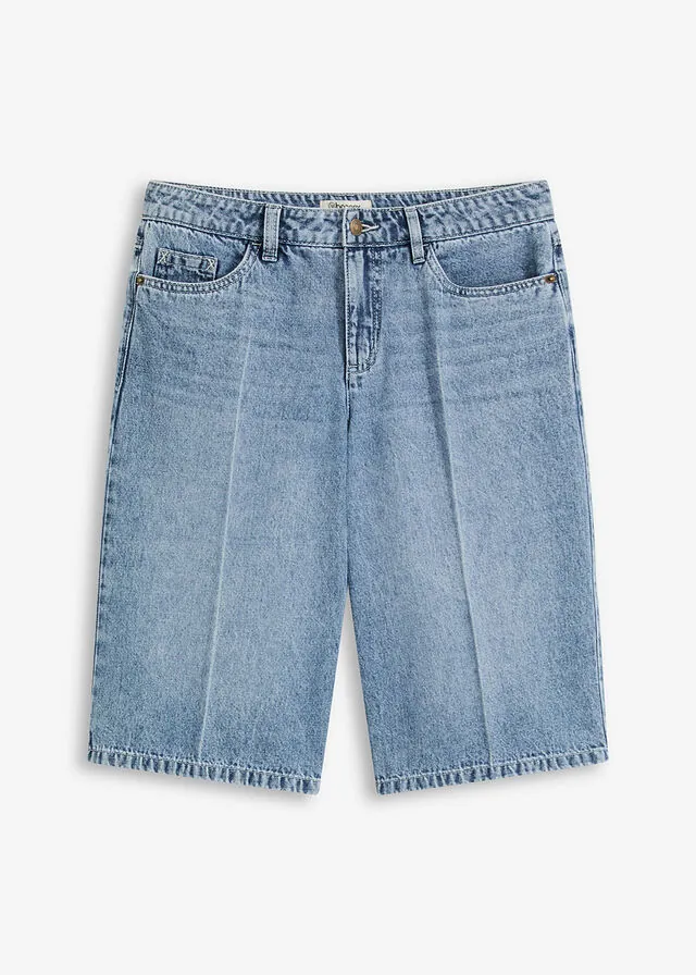 Bermudas vaqueras mid waist, low stretch