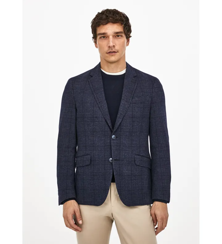 Hackett London para hombre. HM443081 Chaqueta De Punto Pow Knit marino (40/32), Lana, Clásico