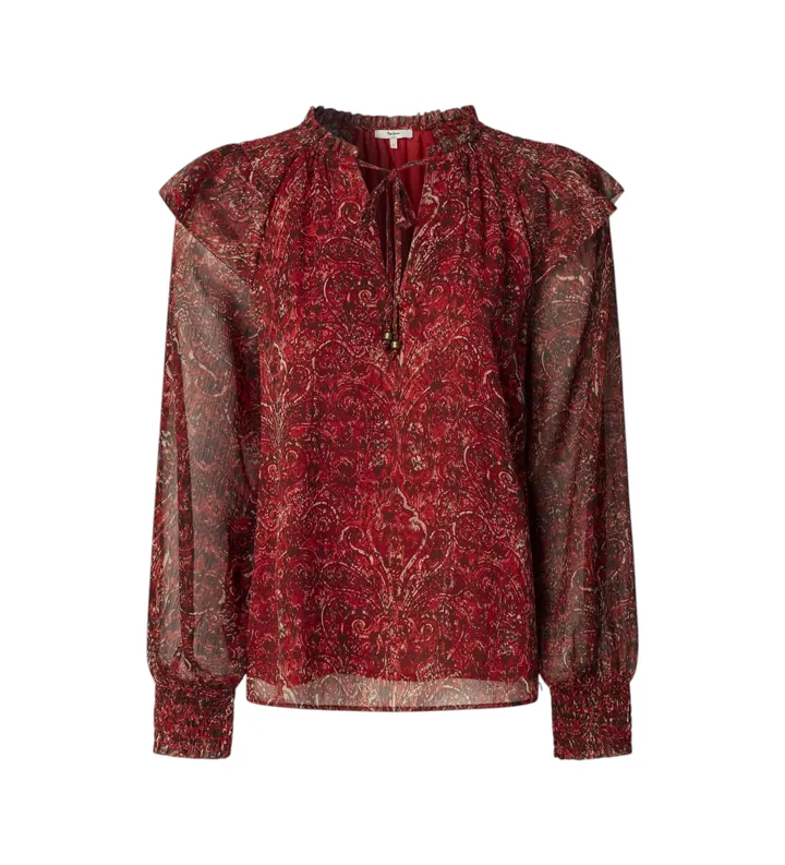 Pepe Jeans para mujer. PL3051270 Blusa Mar rojo (L), Casual, Algodón, Manga larga