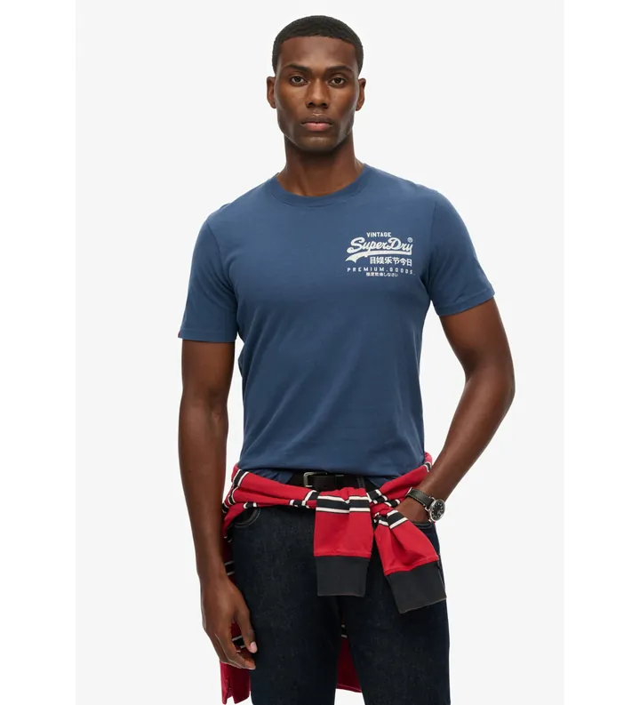 Superdry para hombre. M1012235A Camiseta Tokyo Relaxed azul (L), Casual, Algodón, Manga corta