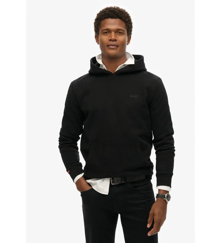 Superdry para hombre. M2014168A Sudadera con capucha y logotipo Essential negro (S), Casual, Algodón