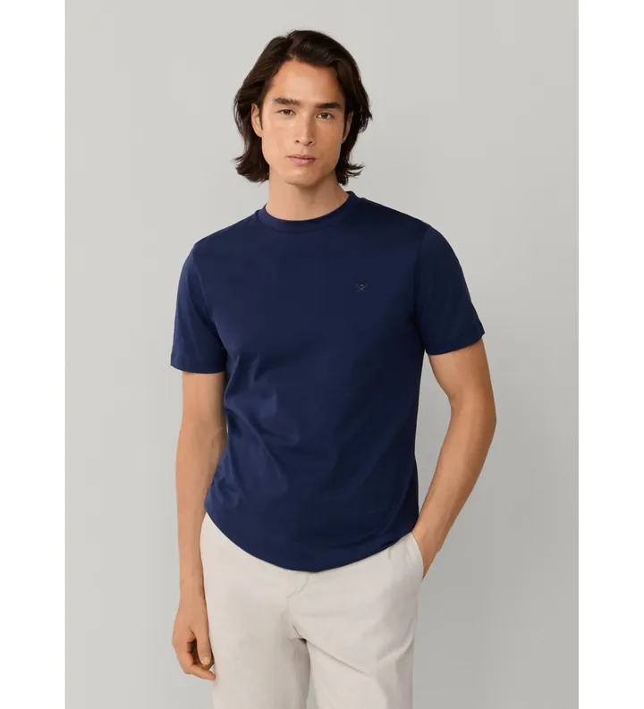 Hackett London para hombre. HM5000100 Camiseta con logo fit clásico marino (XL), Casual, Algodón, Manga corta