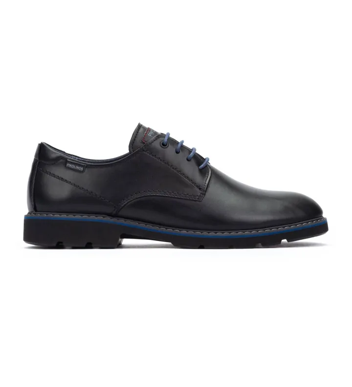 Pikolinos para hombre. M7D-4289 Zapatos de Piel Alarcon negro (39), Plano, Cordones, Casual