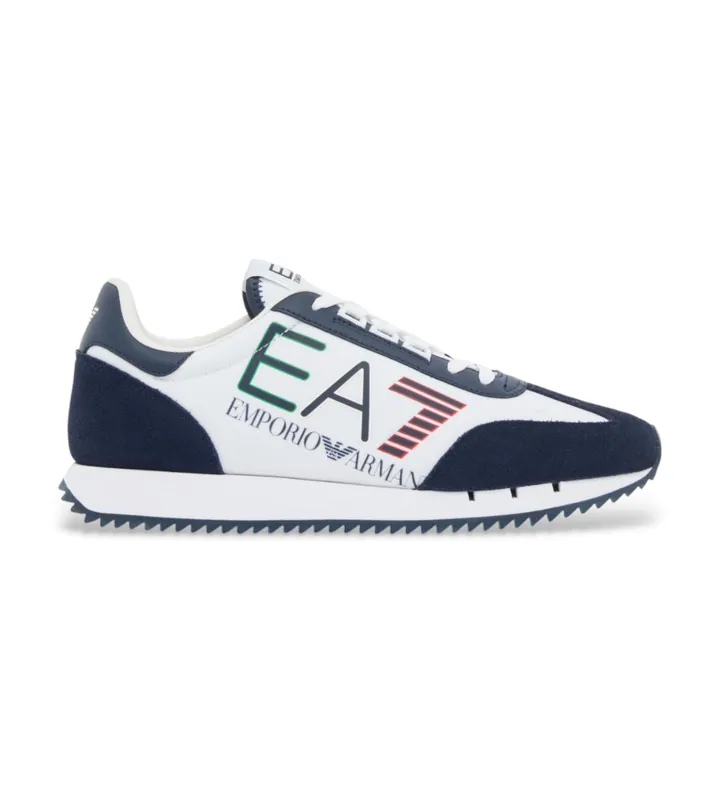 EA7 para mujer. 7X000541_AF18609 Zapatillas Vintage Blanco, azul (41 1/3), Plano, Cordones, Casual