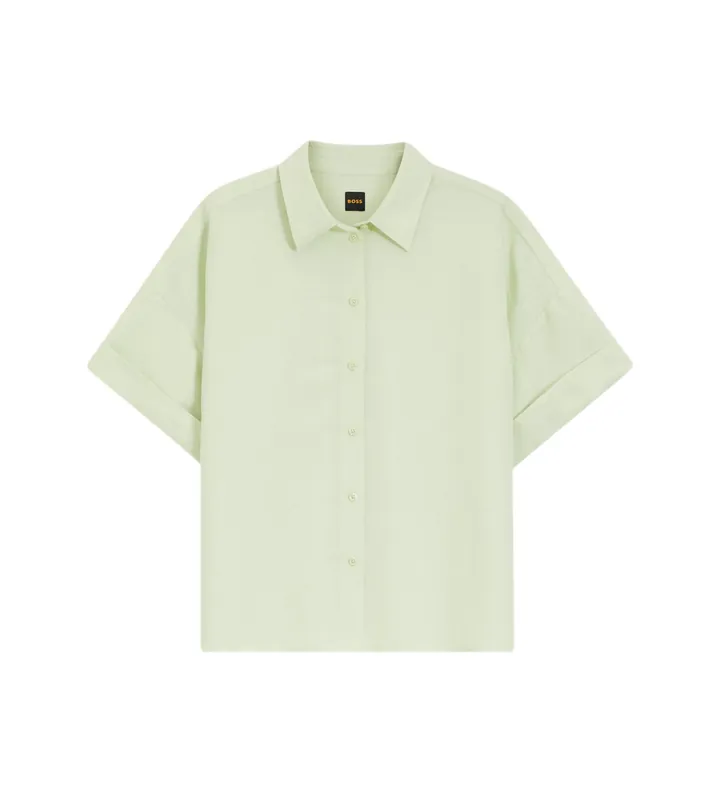 BOSS para mujer. 50559261 Camisa Bisenas verde (34), Casual, Lino, Manga corta
