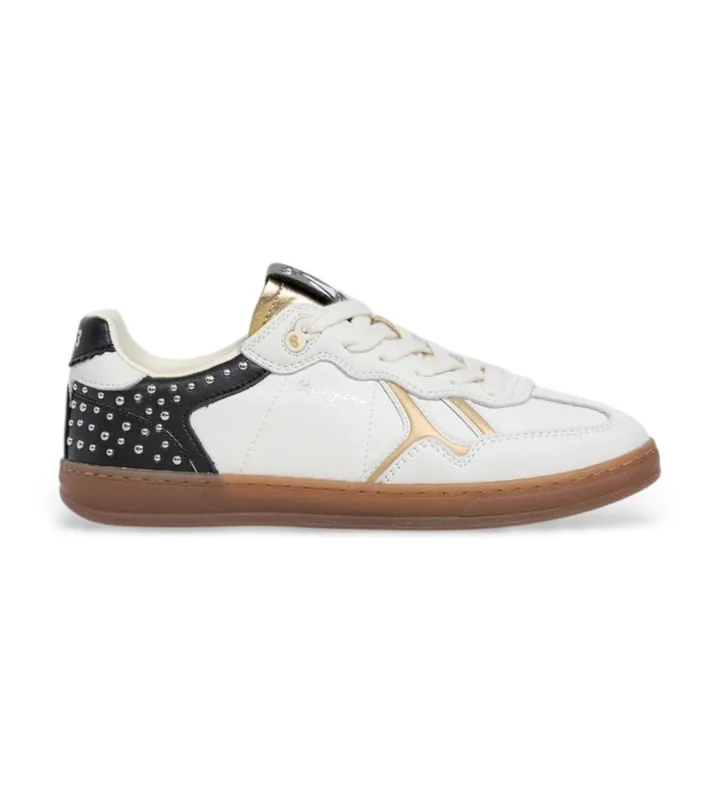 Pepe Jeans para mujer. PLS000024 Zapatillas de Piel Ball Log blanco (36), Plano, Cordones, Casual