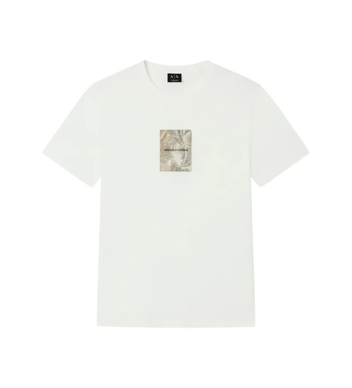 A|X Armani Exchange para hombre. XM002501AF10356U0009 Camiseta logo blanco (L), Casual, Algodón, Manga corta