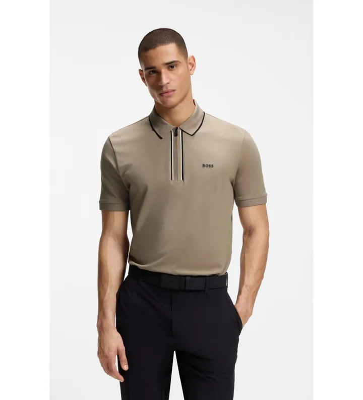 BOSS para hombre. 50555698 Polo Active slim fit verde (L), Casual, Algodón, Manga corta