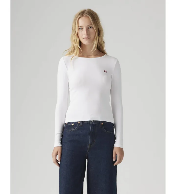 Levi's para mujer. 001J4-0003 Camiseta Hayes blanco (L), Casual, Algodón, Manga larga