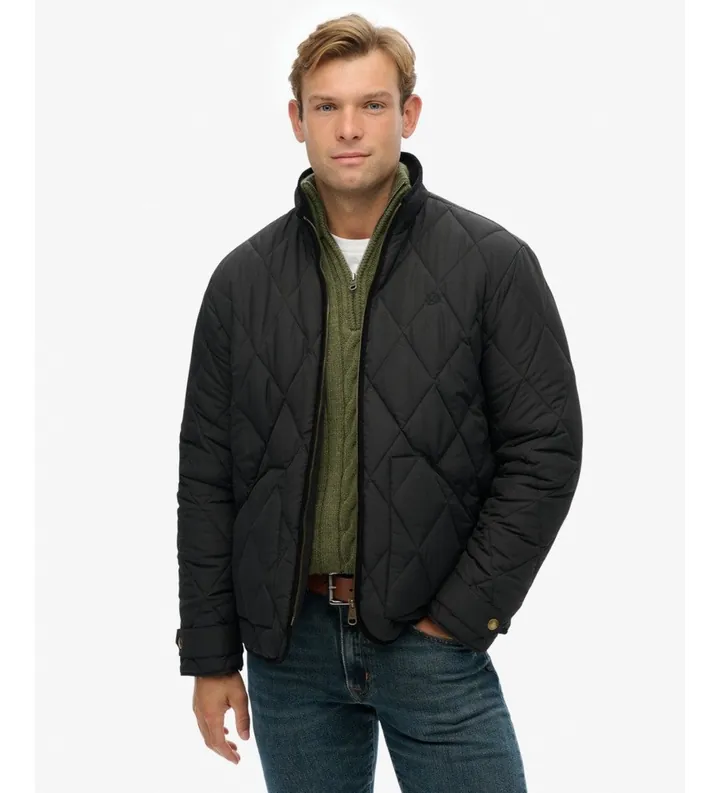 Superdry para hombre. M5012272A Chaqueta acolchada Quilted Estate Liner negro (L), Casual, Poliéster Reciclado
