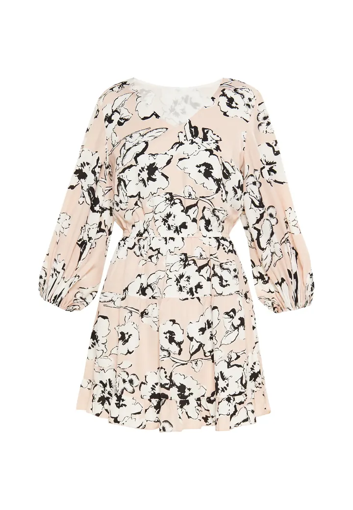 Usha Vestido beige / negro / blanco