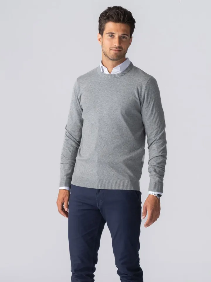 TEESHOPPEN Jersey ' Pullover Crew ' gris