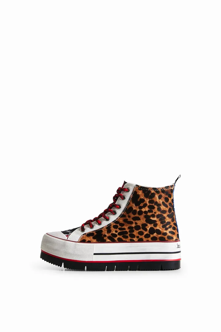 Desigual, Sneakers altas plataforma print animal, 36