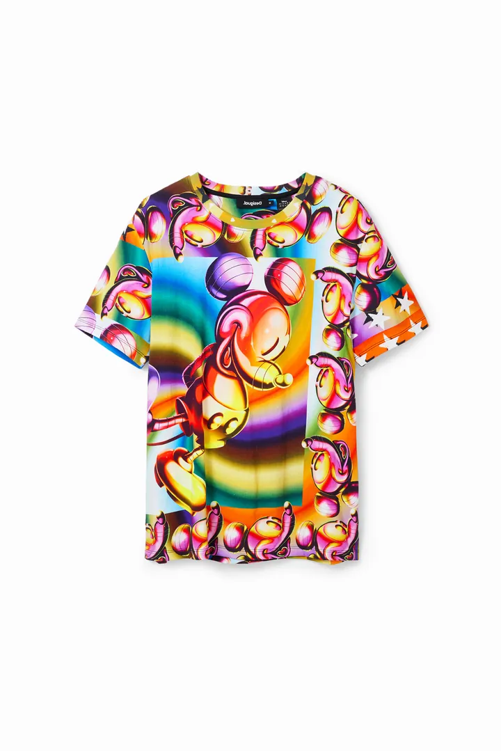 Desigual, Camiseta oversize multicolor Mickey Mouse, Algodon, S