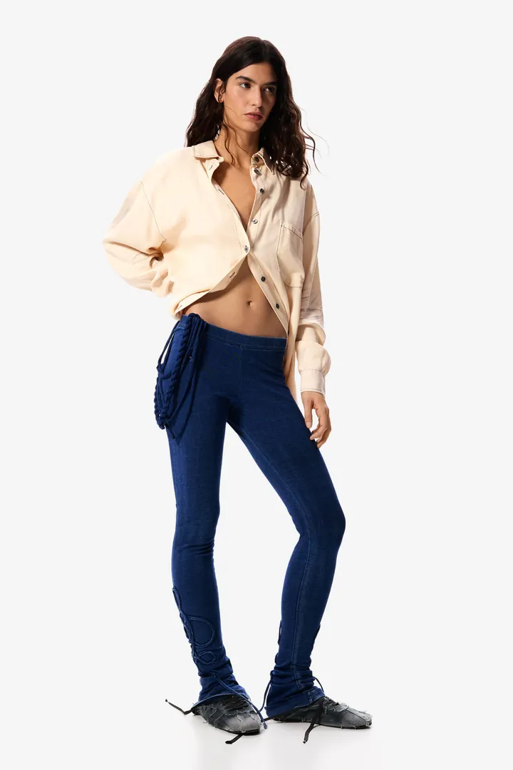 Desigual, Pantalón punto largo Masha Popova, Mujer, Algodon, Azul, L