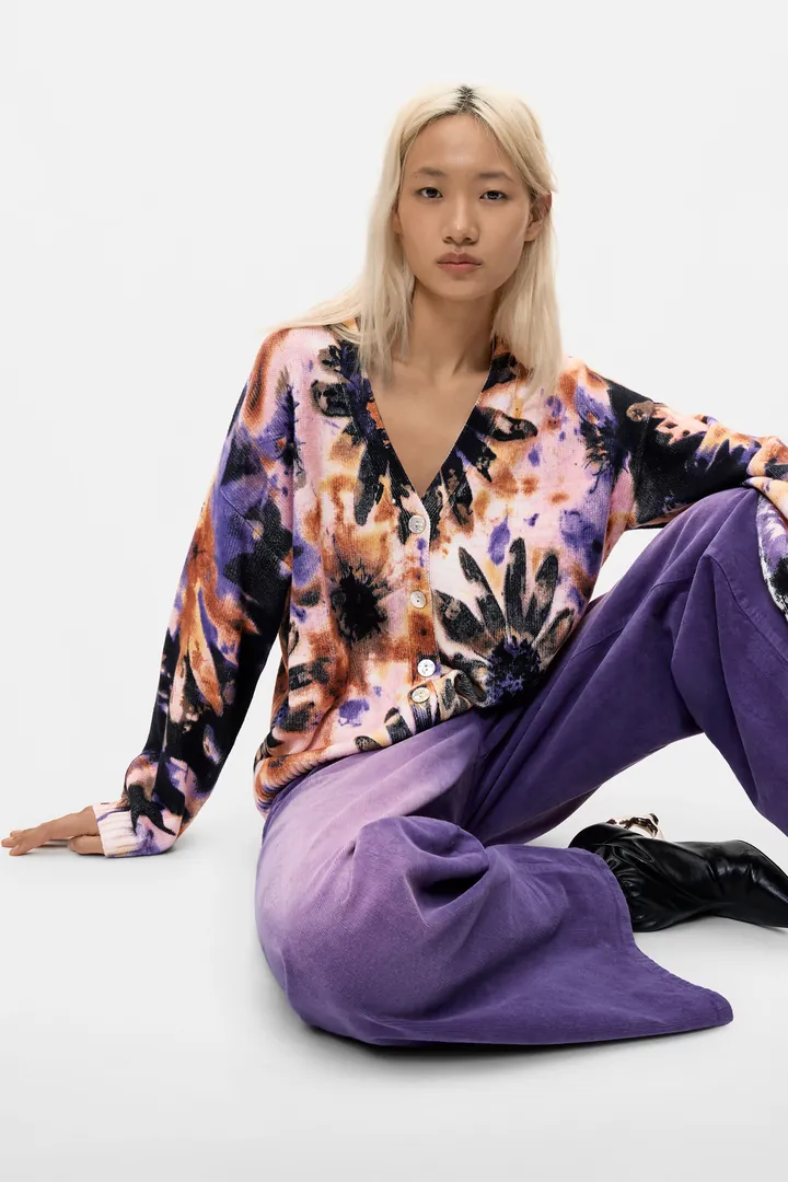 Desigual, Cárdigan Estampado flores, Mujer, Algodon, Rojo, L