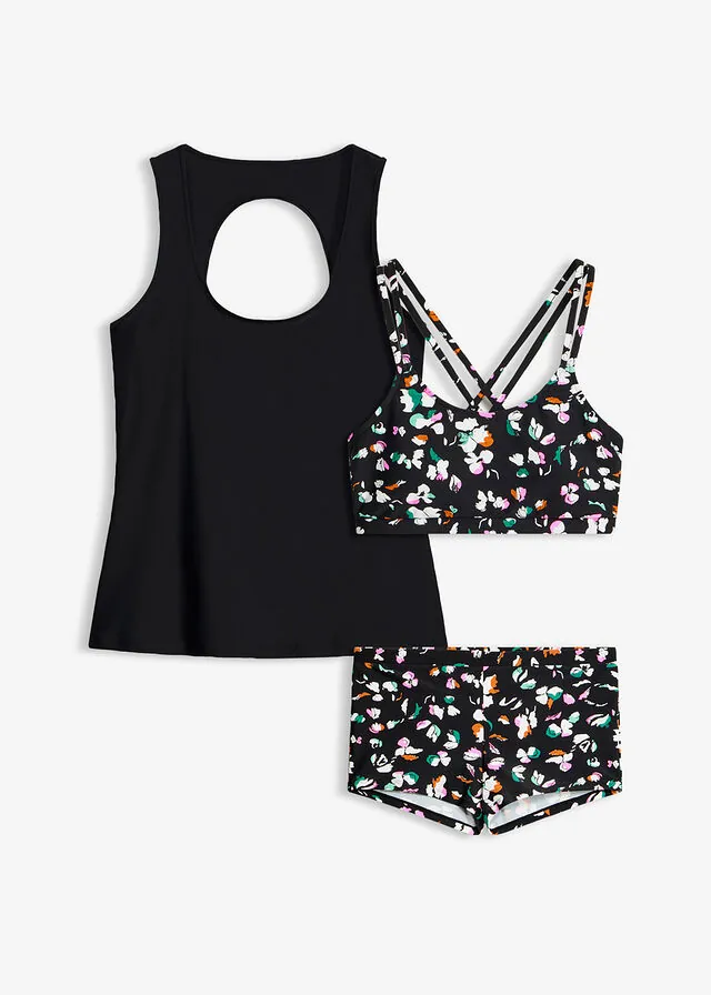 Tankini y parte superior (conjunto de 3 piezas)