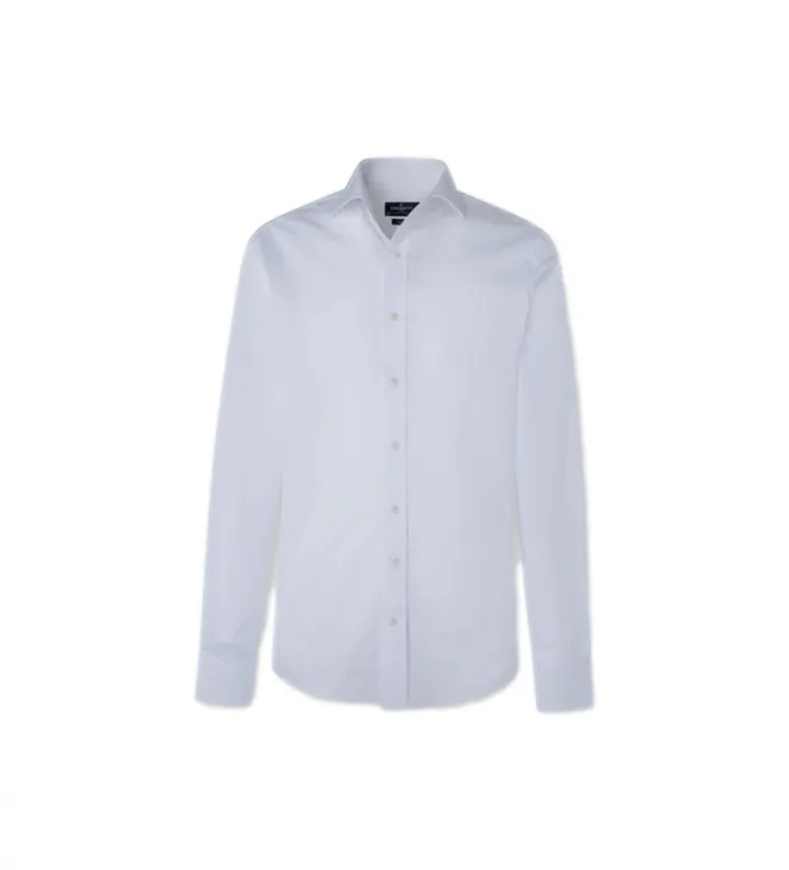 Hackett London para hombre. HM308677 Camisa Stretch Pop Bc blanco (157), Casual, Algodón