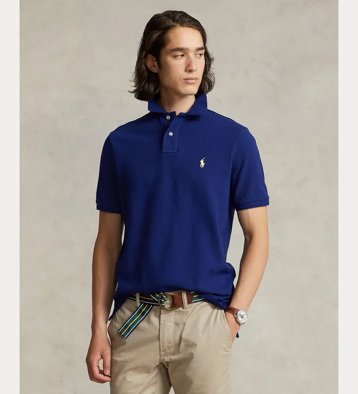 Polo Ralph Lauren para hombre. 710782592009 Polo de piqué marino (L), Casual, Algodón, Manga corta