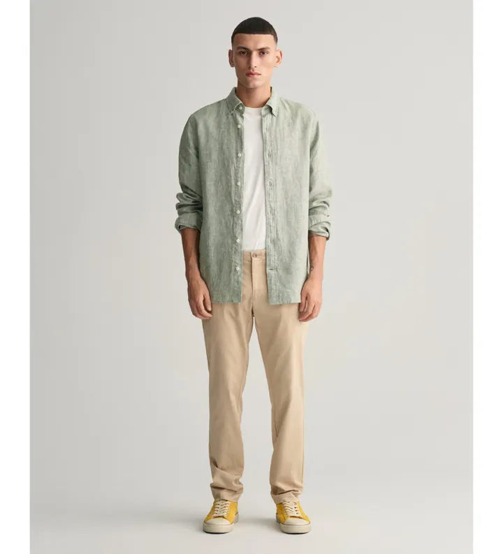Gant para hombre. 1505280 Pantalón chino deportivo Slim Fit beige (30/34), Casual, Algodón