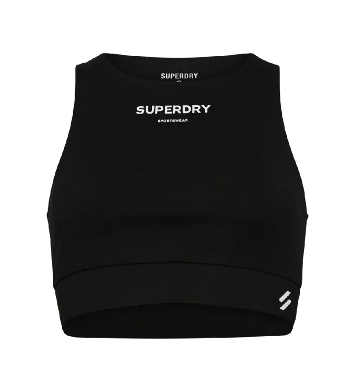 Superdry para mujer. W6011659A Sujetador de deporte Core negro (XS), Blanco, Deportivo, Algodón, Multideporte
