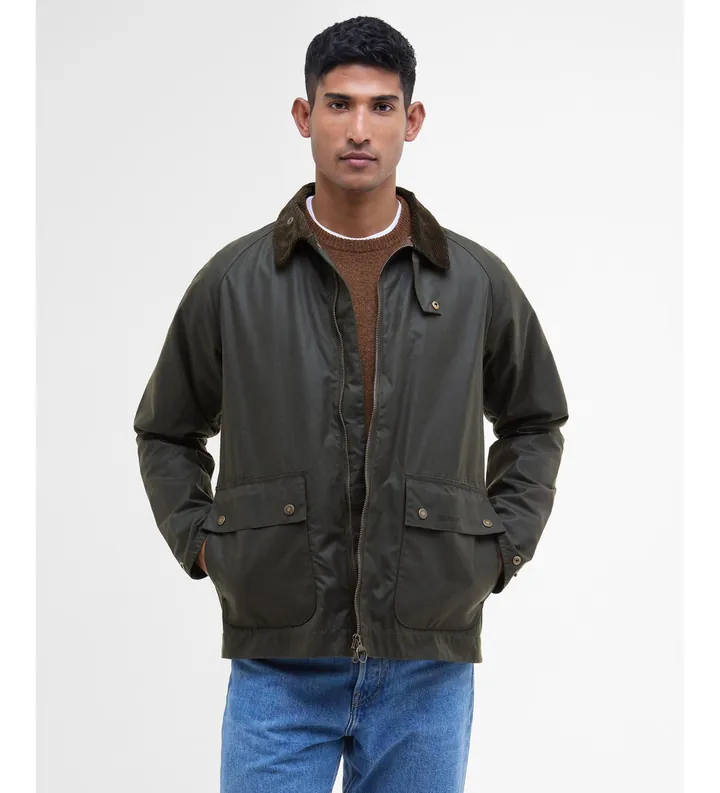 Barbour para hombre. MWX2205 Chaqueta Bedale marrón (L), Casual, Algodón