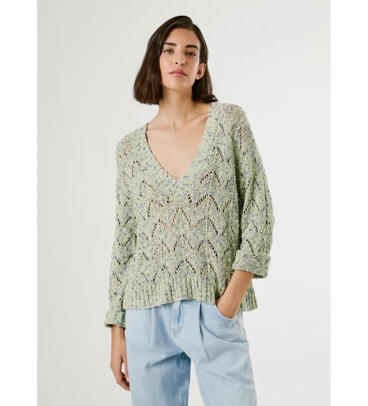 Pepe Jeans para mujer. PL702306 Jersey Camila verde (L), Casual, Algodón, Manga larga
