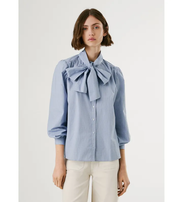 Pepe Jeans para mujer. PL3051285 Blusa Loratycy azul (L), Casual, Algodón, Manga larga