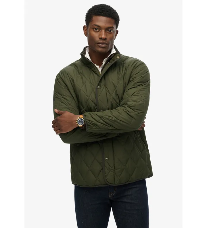 Superdry para hombre. M5012225A Chaqueta Quilted Estate verde (L), Casual, Poliéster