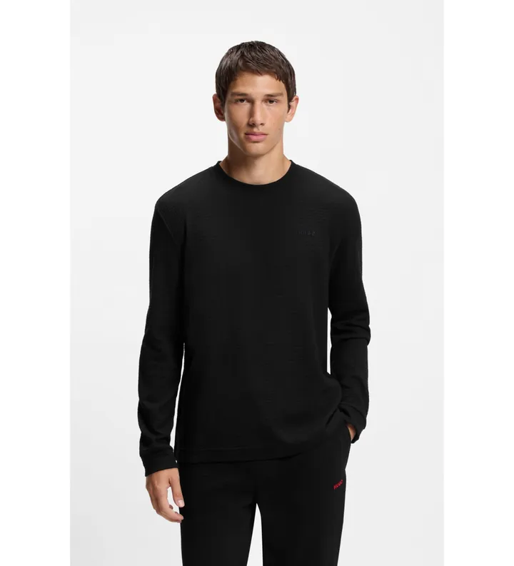 HUGO para hombre. 50532022 Camiseta de Pijama Austin negro (L), Homewear, Algodón, Manga larga