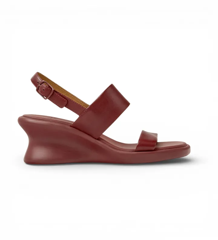 Camper para mujer. K201915-003 Sandalias de Piel Louise burdeos (36), 5 a 8cm, Hebilla, Casual