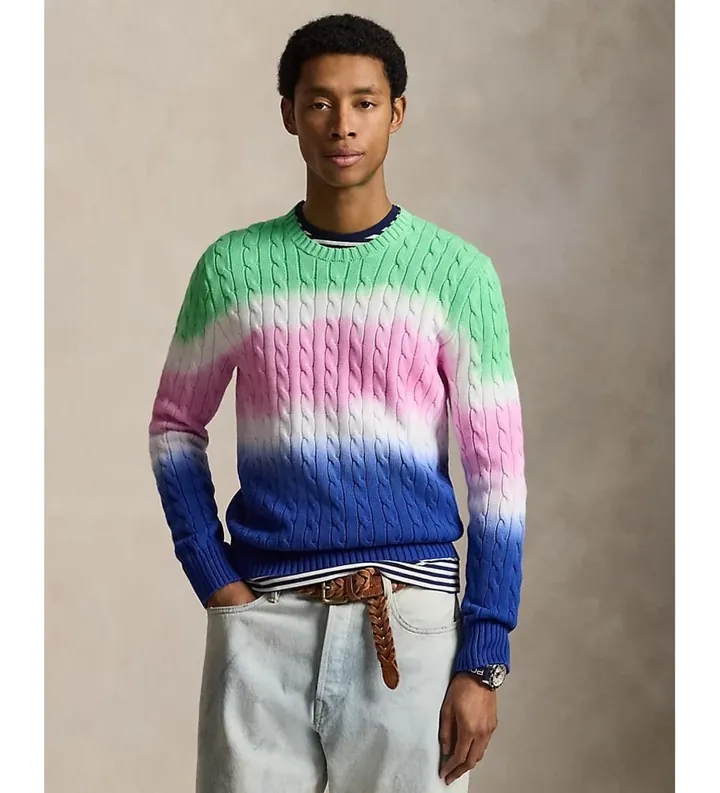 Polo Ralph Lauren para hombre. 710A12809001 Jersey de algodón teñido por inmersión multicolor (L), Casual