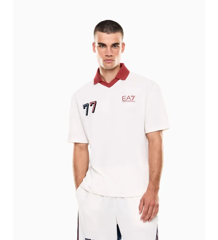 EA7 para hombre. 7M001416_AF13537 Polo Graphic Series blanco (L), Casual, Deportivo, Poliéster, Manga corta