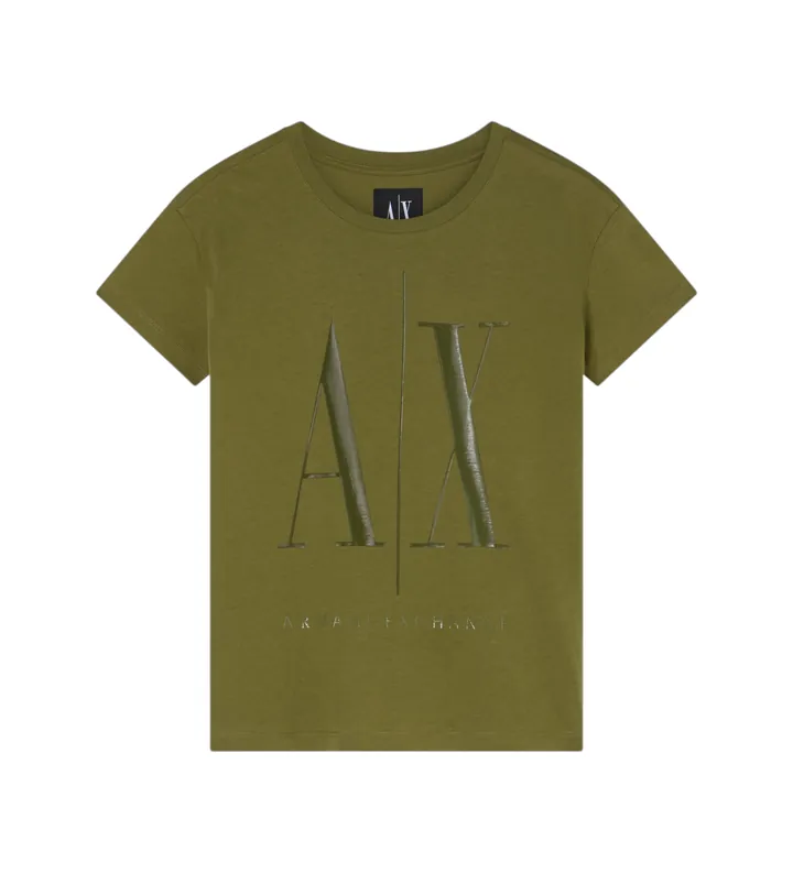A|X Armani Exchange para mujer. 8NYTCXYJG3ZU7043 Camiseta Casual verde (L), Algodón, Manga corta