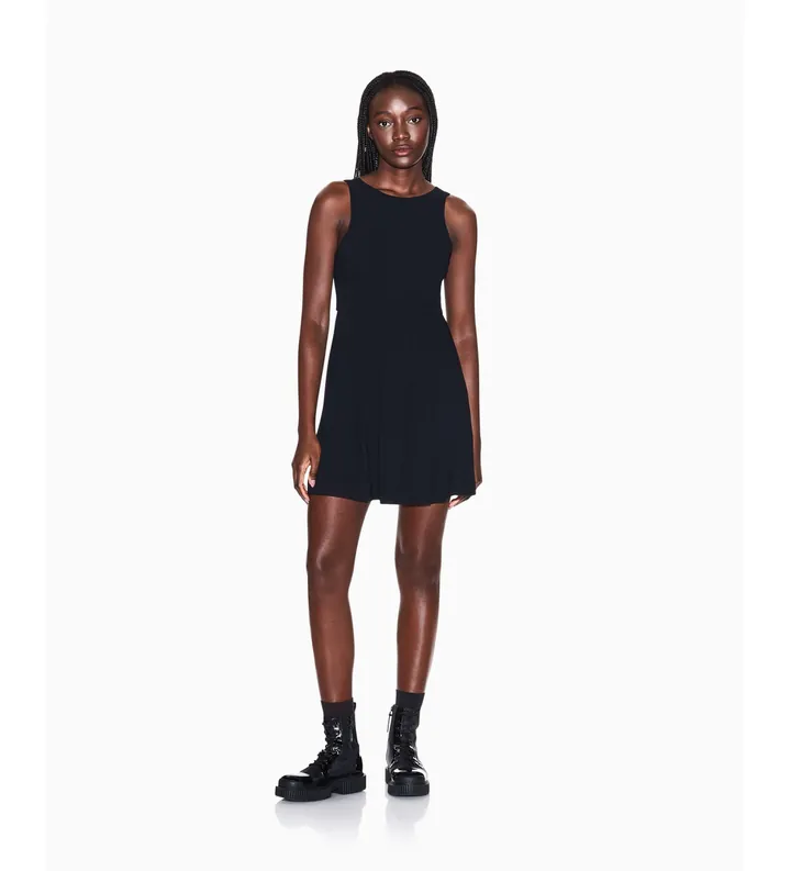 A|X Armani Exchange para mujer. XW002282AF21555UC001 Vestido Clásico negro (L), Casual, Poliéster, Sin mangas / Tirantes