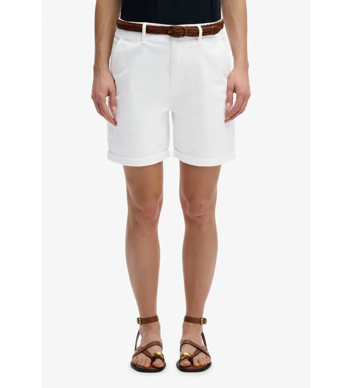 Superdry para mujer. W7110520A Shorts Chino blanco (S), Casual, Algodón